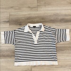 Ann Taylor Kids Black and White Striped Polo